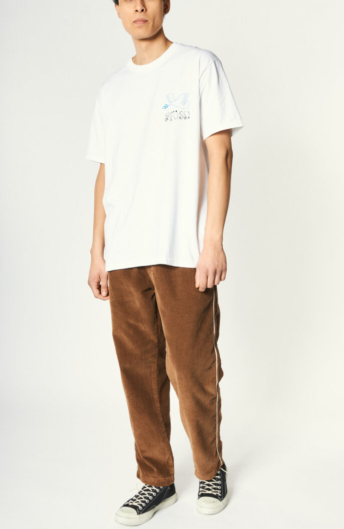 Brown corduroy pants with elastic waistband