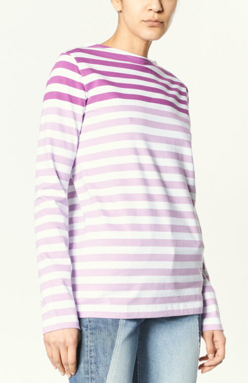 Gestreifter Sweater "Breton Stripe Long Sleeve" in Weiß/Beere
