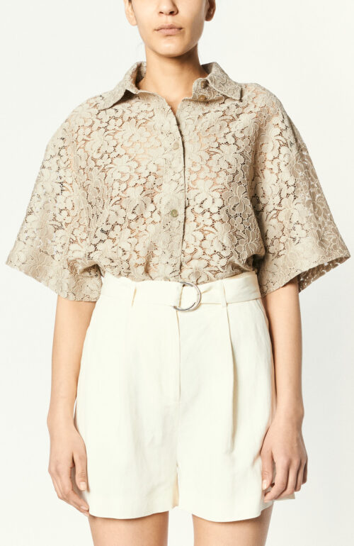 Lace blouse "Short Sleeves Lace Shirt" in taupe