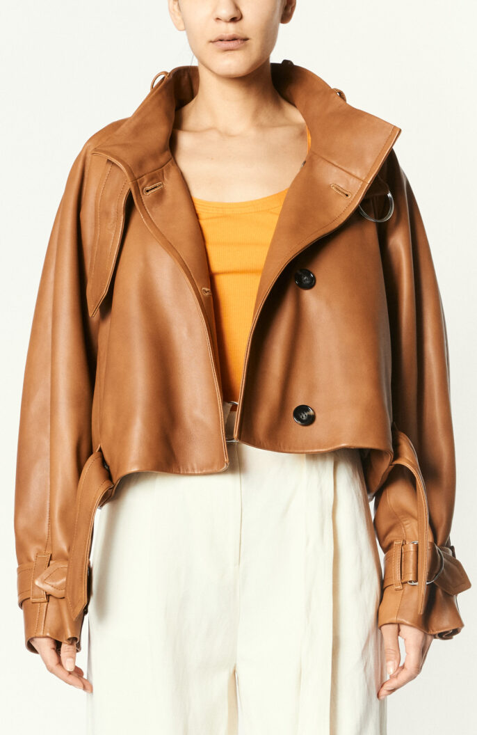 Leather jacket in cognac