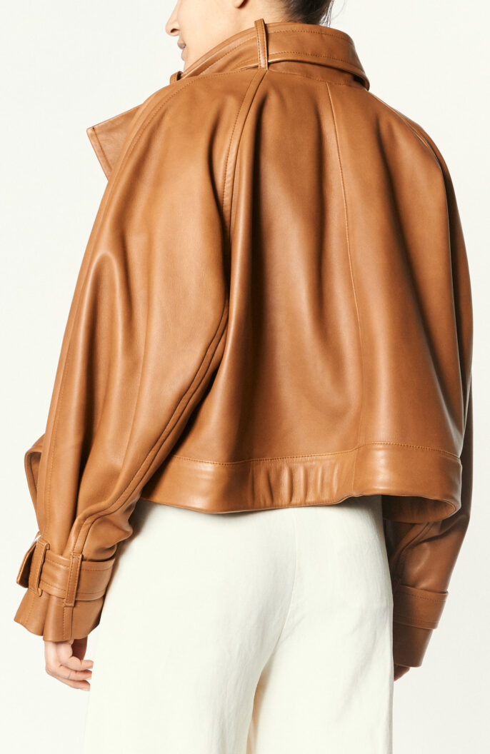 Leather jacket in cognac