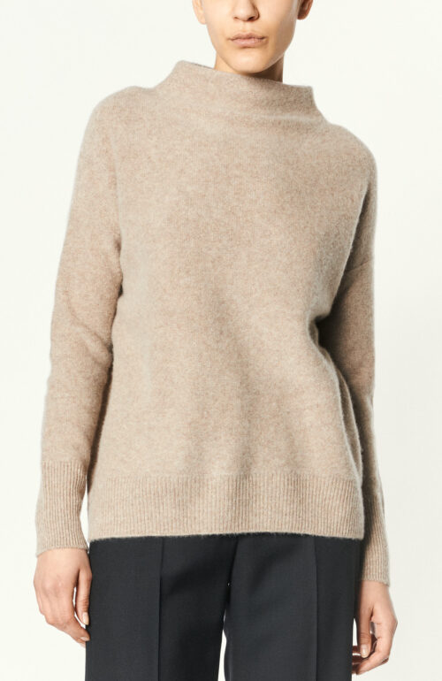 Boiled Funnel Neck Sweater in Taupe