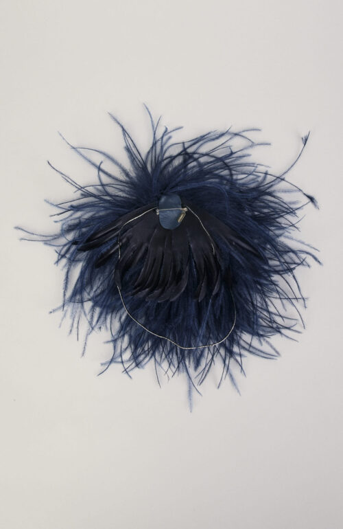 Dark blue feather brooch "Nina