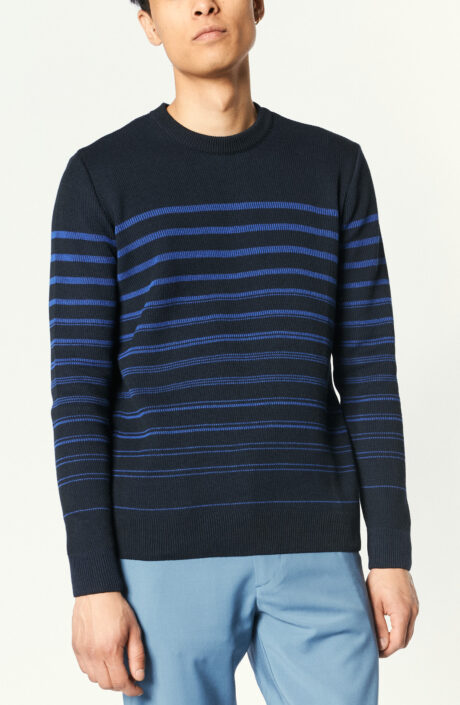 Dunkelblaue Pullover "Tanager" mit blauen Streifen