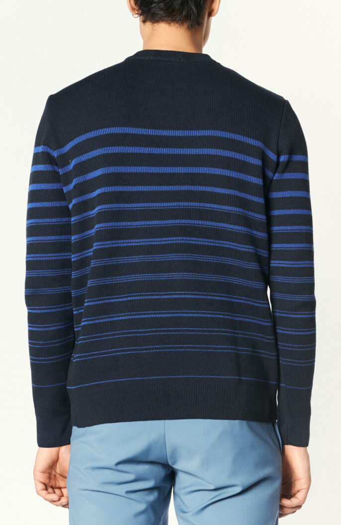 Dark blue sweater "Tanager" with blue stripes