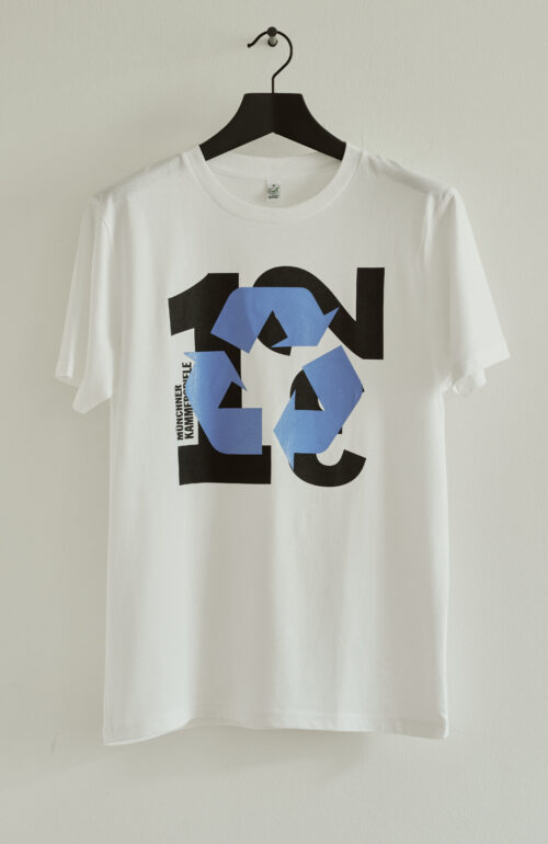 Weißes T-Shirt MK Reused mit Print in blau
