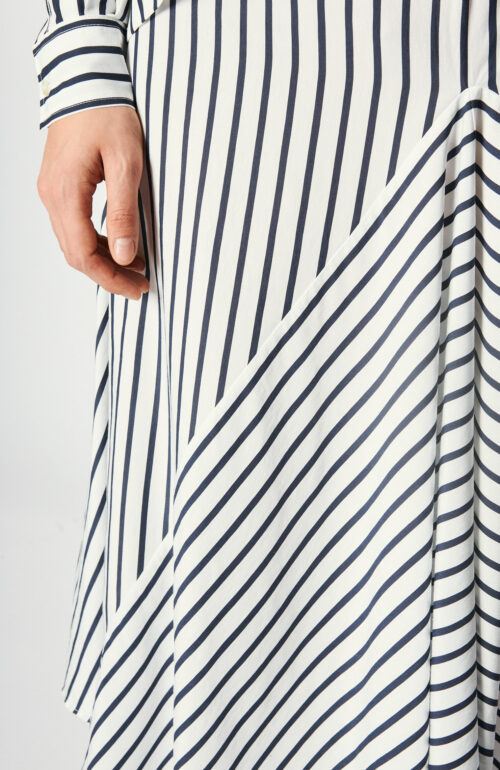 Striped Maxi Skirt in White/Dark Blue