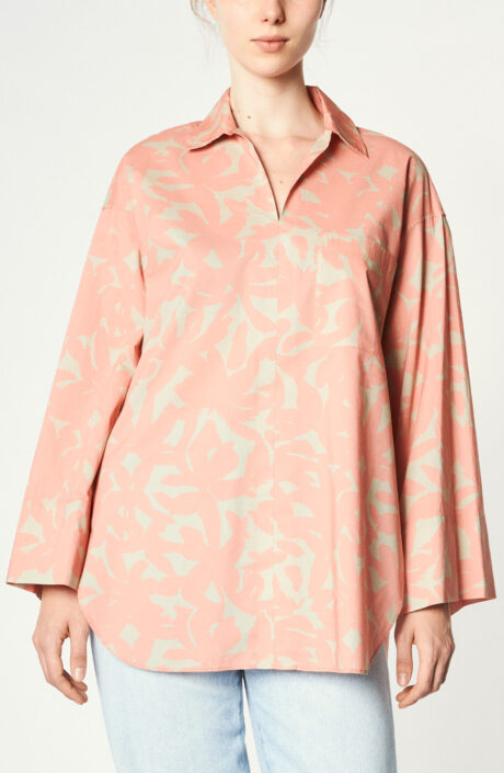 Bedrucktes Wide Sleeve Shirt in Rosé/Beige