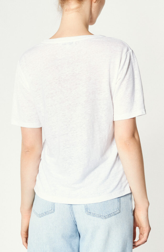 Leinen-T-Shirt in Weiß