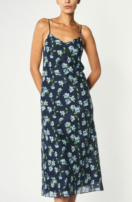 Bedrucktes Kleid "Floral Print Midi Slip Dress" in Blau 
