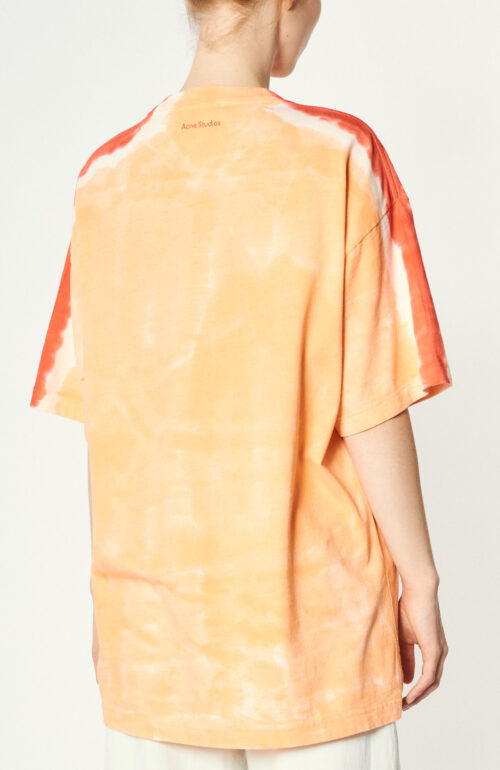 T-Shirt mit Batik-Herz in Orange/Korallenrot