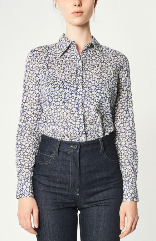 Printed shirt blouse "Kate" in blue / white