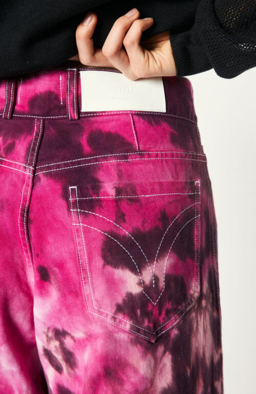 Bedruckte "Large Fit Jeans" in Pink/Weiß