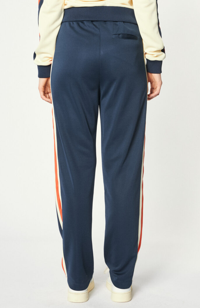 Track pants with side stripes in blue