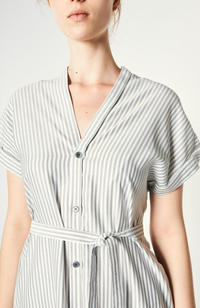 Gestreiftes Kleid "Cultural Stripy" in Grau/Weiß