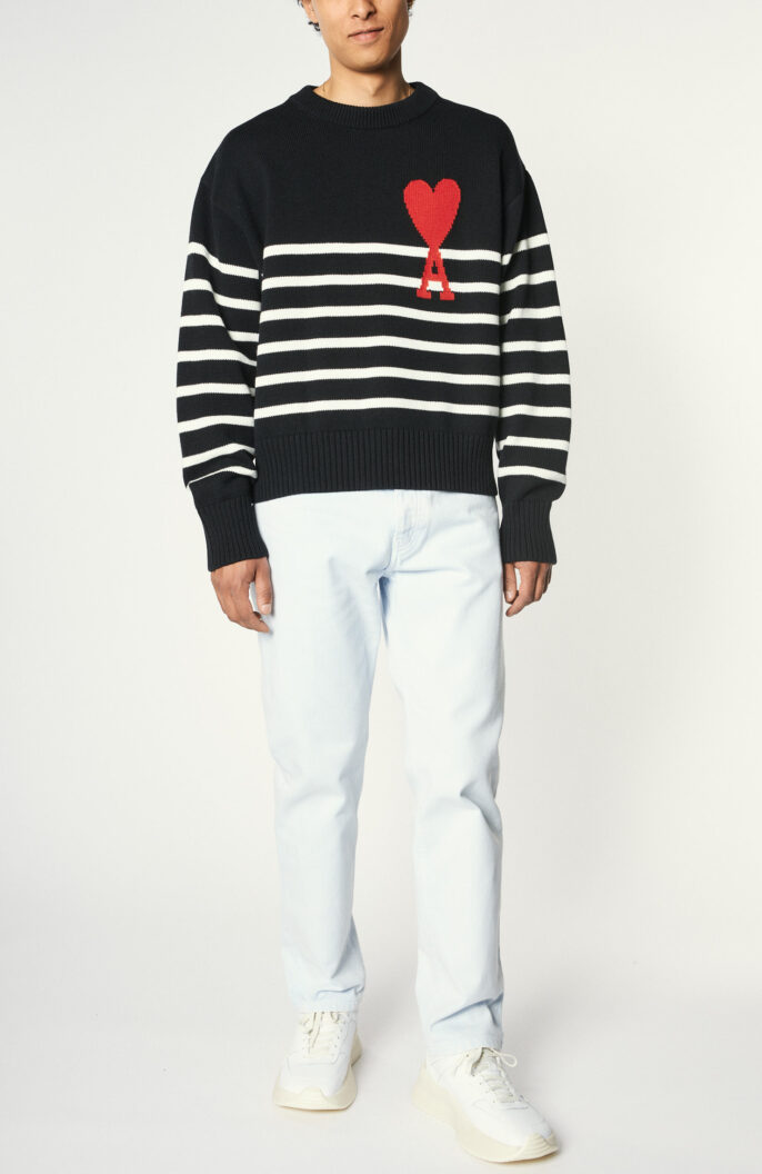 Ami De Coeur Striped Sweater in Blue/White