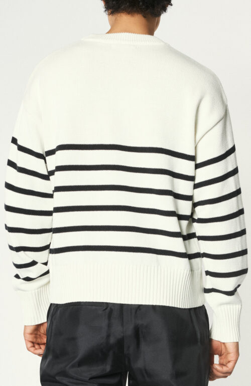 Ami De Coeur Striped Sweater in White/Blue