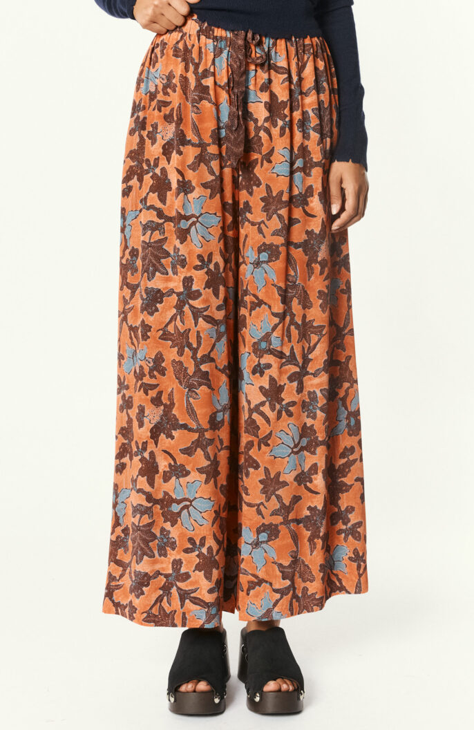 Printed silk pants "Natia" in orange