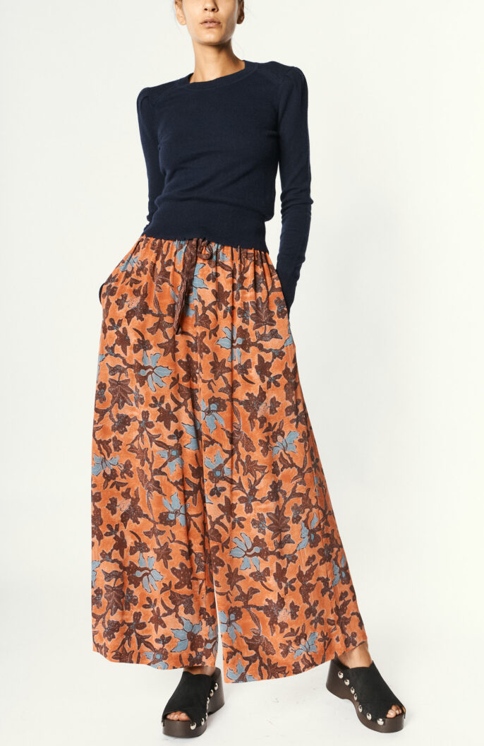 Printed silk pants "Natia" in orange