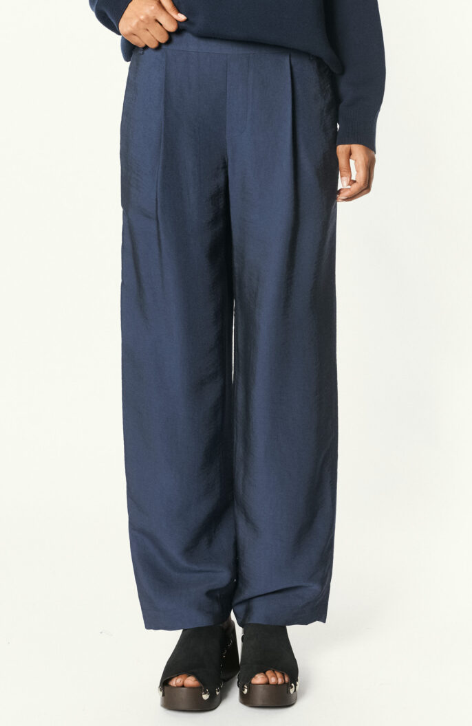Pleated trousers in dark blue