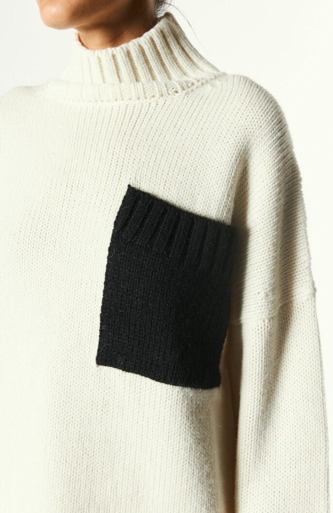 "Patch Pocket" sweater in white