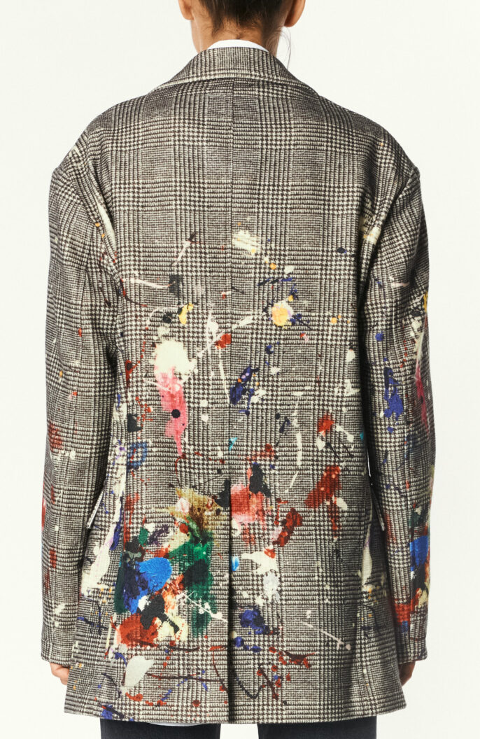 Oversize-Blazer "Paint Splatter Ragged Jacket" in Grau
