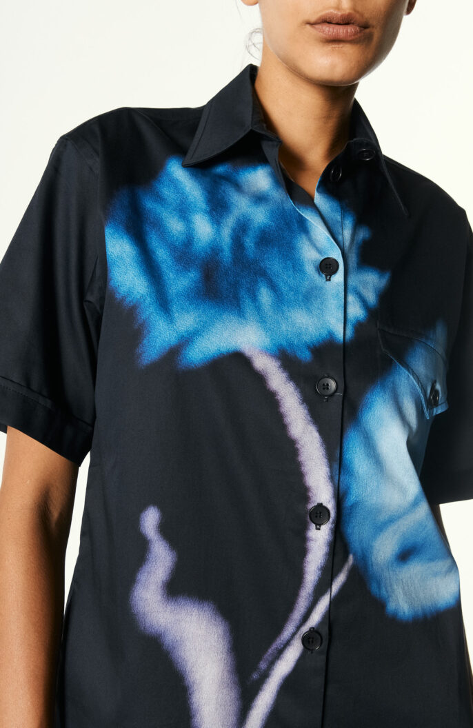 Bedrucktes Hemd "Taru" in Blauschwarz