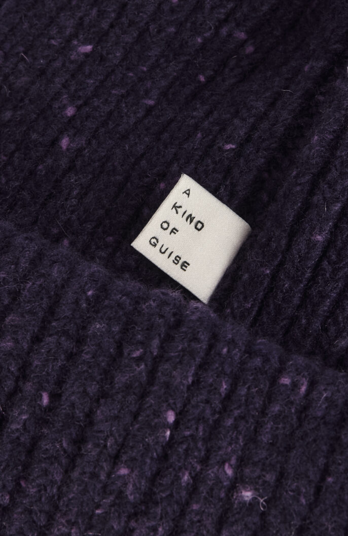 Violett-melierte Mütze "Allen Beanie" aus Wolle/Kaschmir