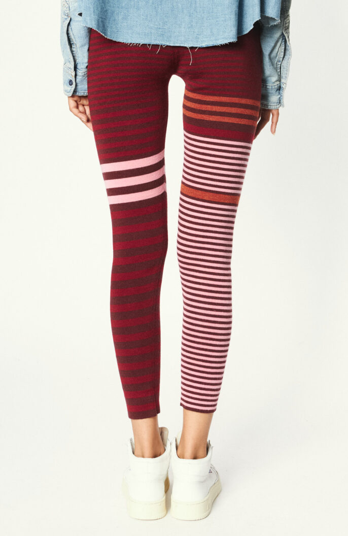Striped leggings "Jamy" in bordeaux / rust / rose / red