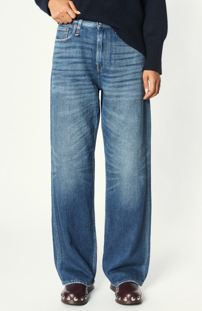 Wide-Leg-Jeans in Mittelblau