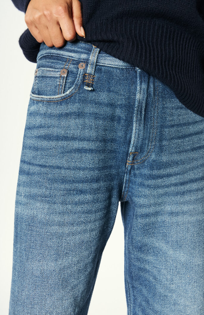 Wide-Leg-Jeans in Mittelblau