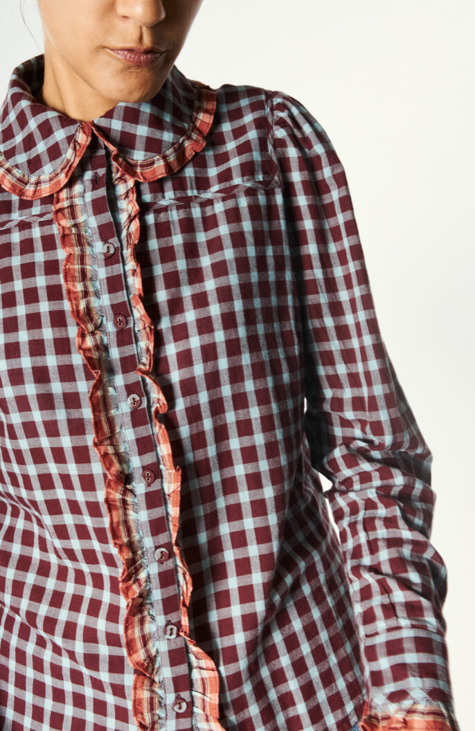 Plaid blouse "Millie" in red / gray / orange