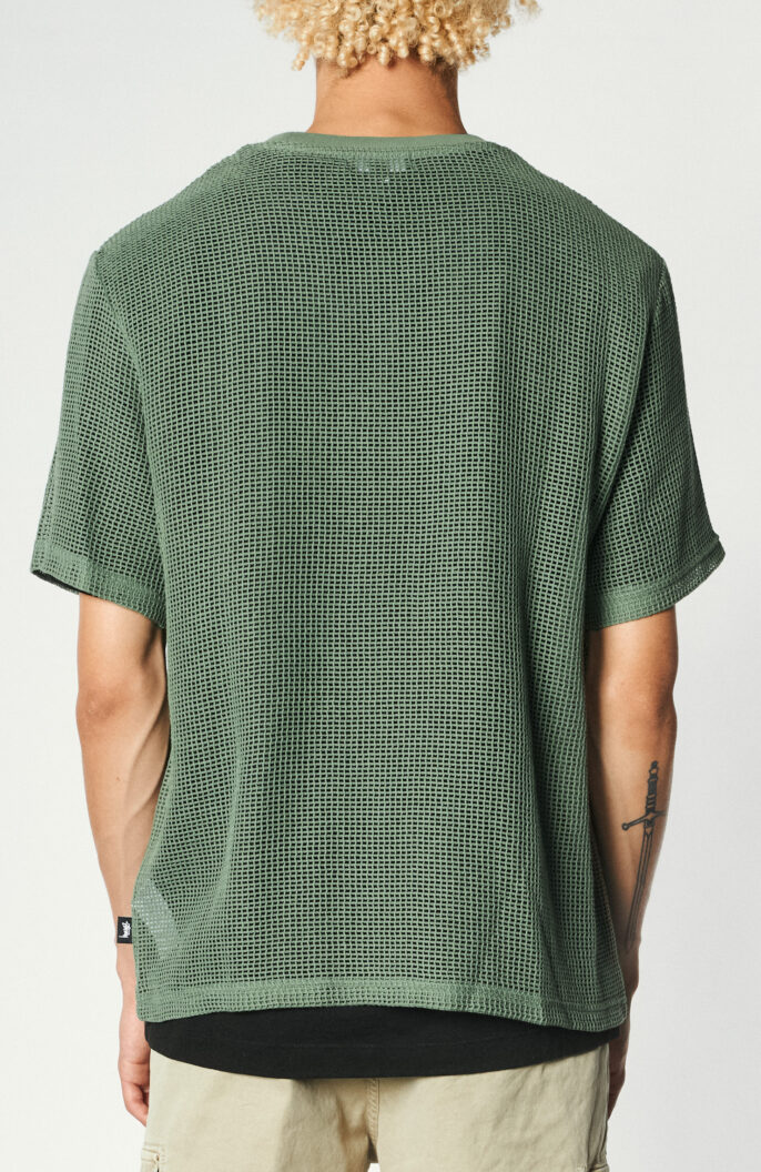 T-Shirt aus Baumwoll-Meshin hellem Oliv