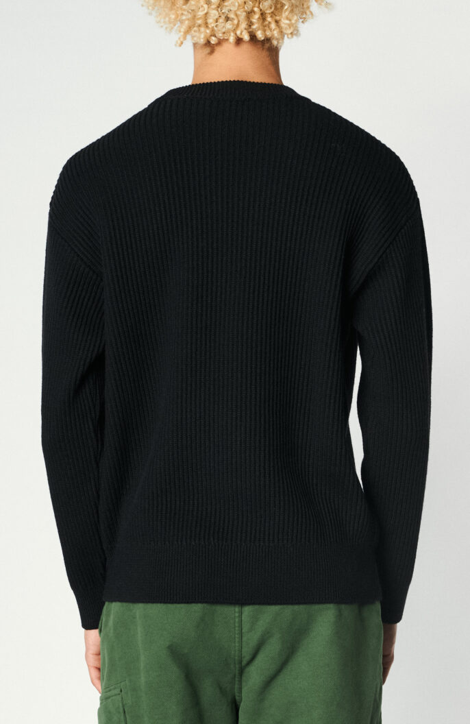 Rib knit sweater in black