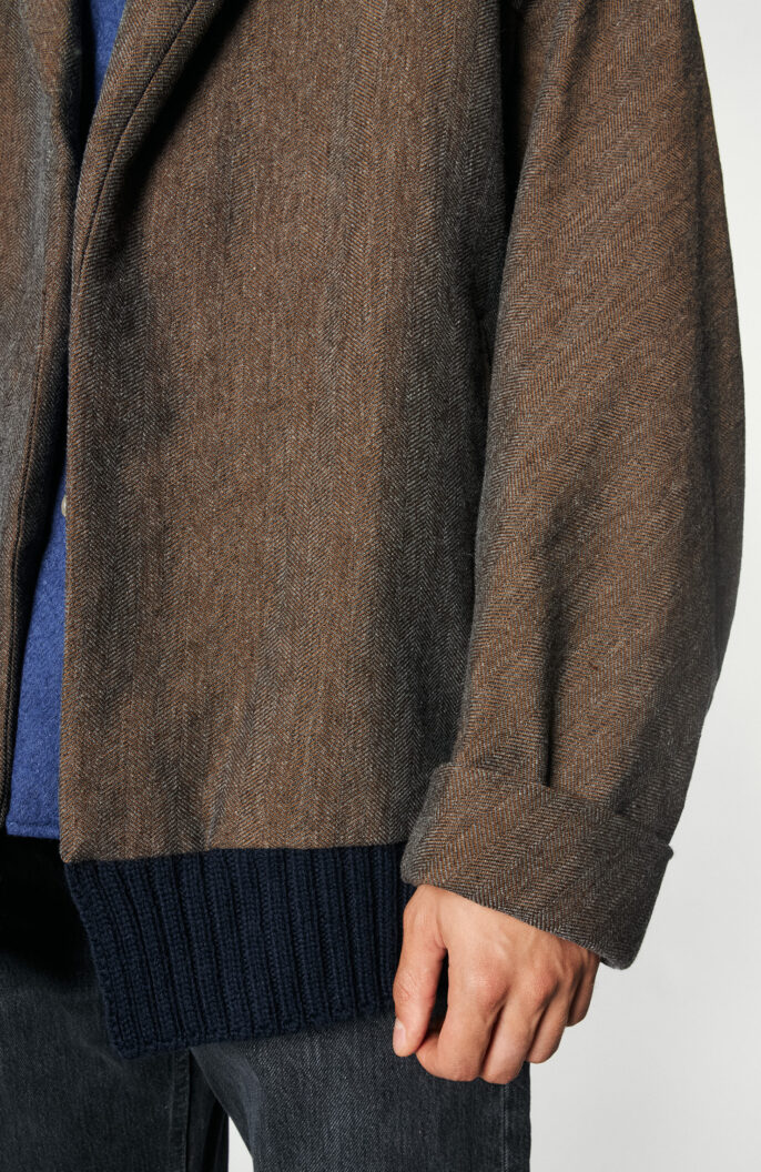 Oversize blouson with shawl collar in brown