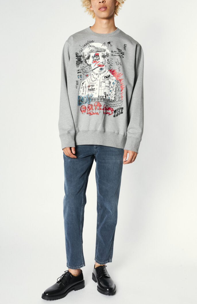 Grey sweater with graphic print