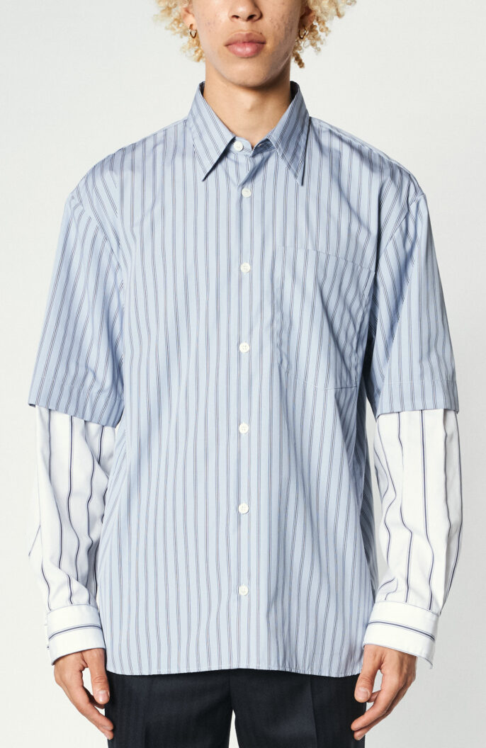 Gestreiftes Hemd "Double Sleeve Shirt" in Blau