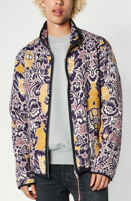 Fleece-Jacke "Fleur Floral-Print zipped Fleece" in Lila/Gelb 