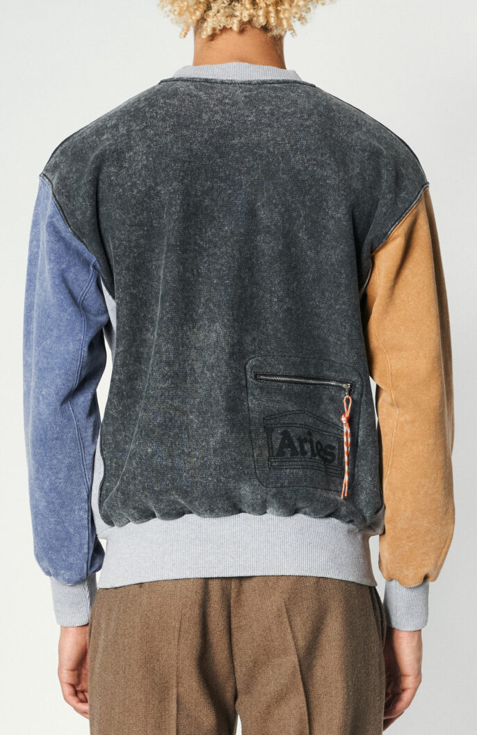 Sweater "Premium Colourblock" in gray/yellow/blue