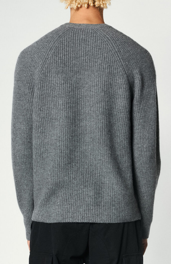 Medium gray ribbed raglan sweater