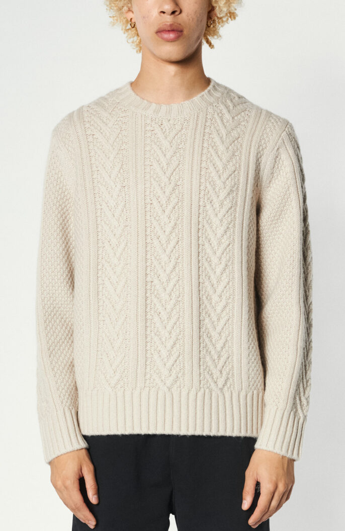 Structure pattern sweater in cream
