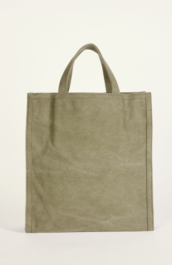 Khakifarbene Tote Bag aus robustem Baumwoll Canvas