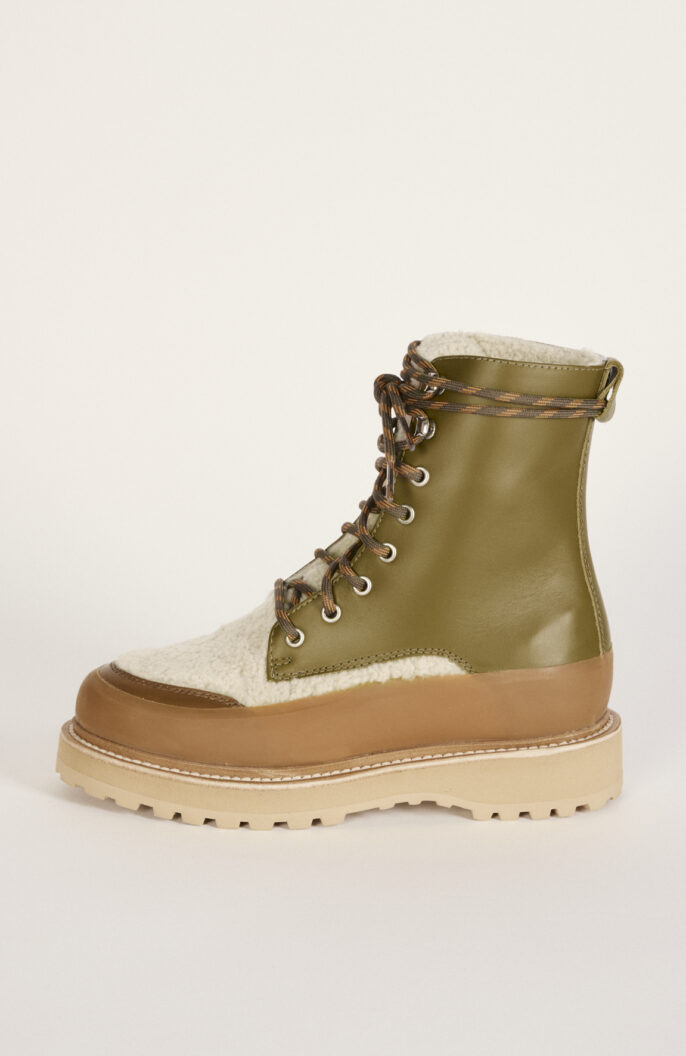 Winter-Boots "Etna" in Oliv/Creme