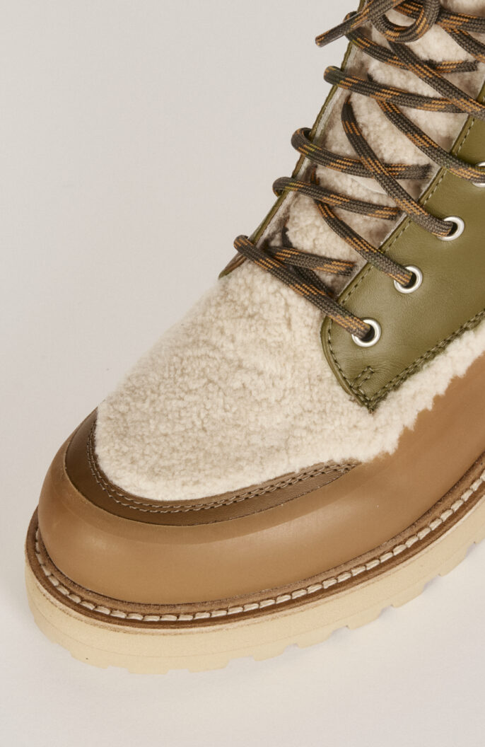 Winter-Boots "Etna" in Oliv/Creme