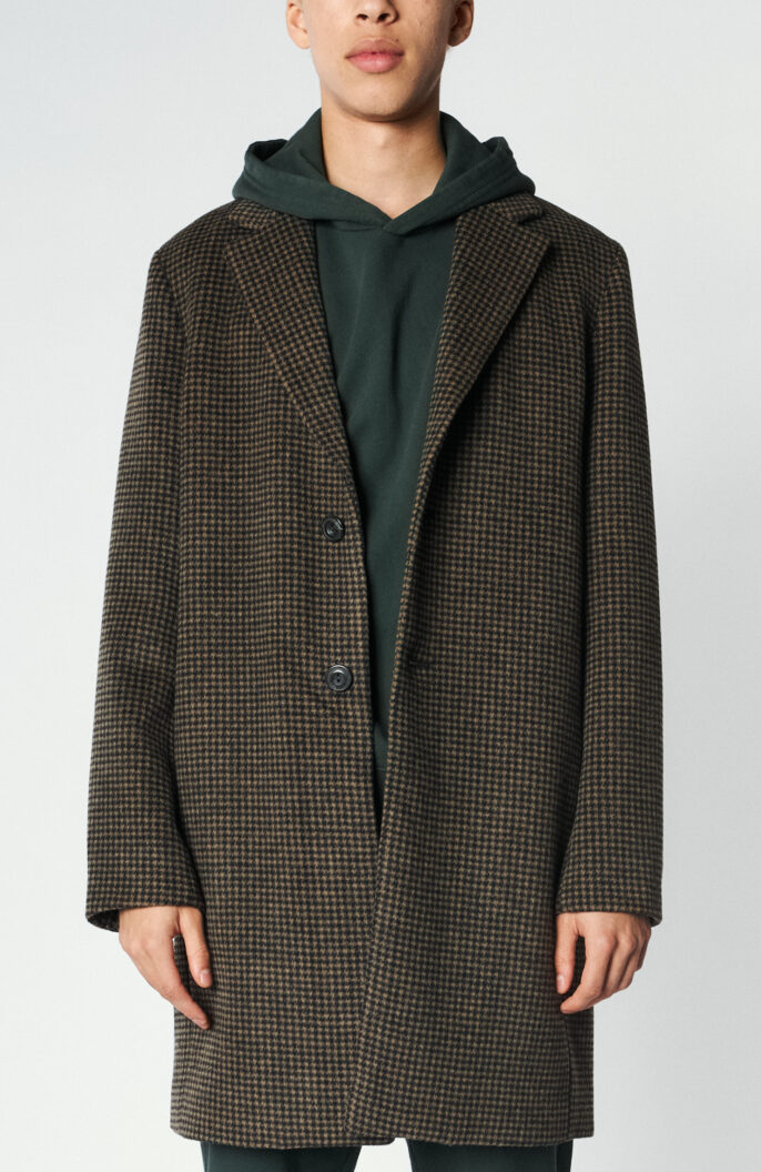 Hahnentrittmuster-Mantel "Houndstooth Classic" in Camel/Braun