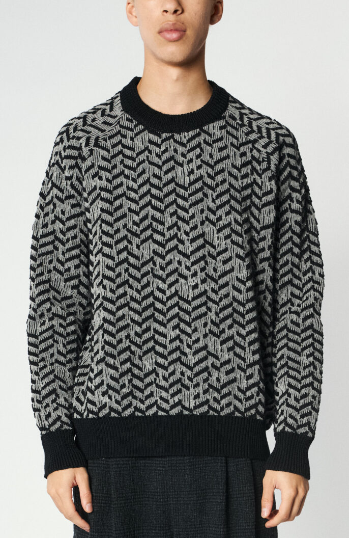 Raglan-Pullover "Gauge" in Schwarz/Weiß