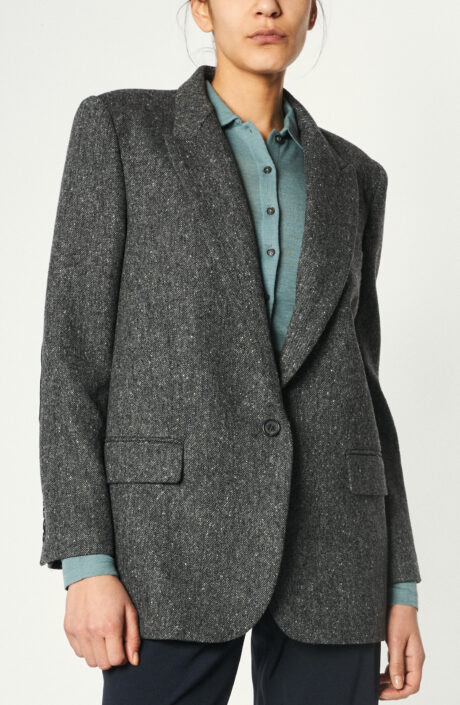 Tweed-Blazer "Elbow Patch" in Grau