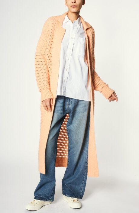 Langer Cardigan "The Roona Maxi " in Pfirsich