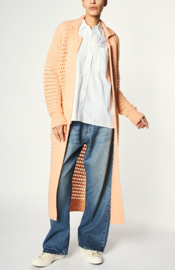 Langer Cardigan "The Roona Maxi " in Pfirsich