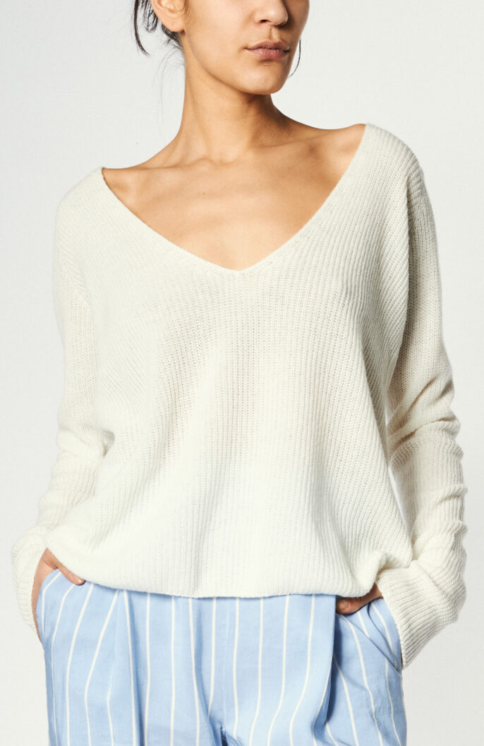 V-Neck-Pullover "Laurin" in Offwhite